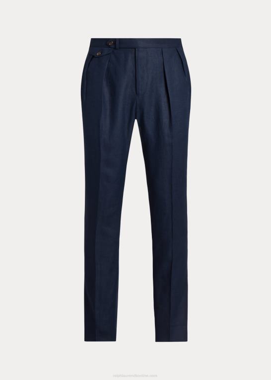 mørk flåde Mænd Ralph Lauren plisseret hørbukser Z426B730