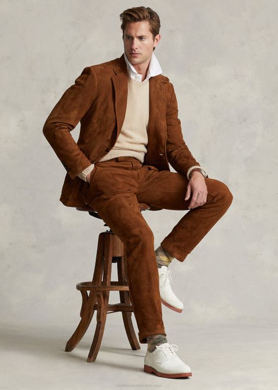 ny bleg rødbrun Mænd Ralph Lauren bukser i ruskind Z426B1246