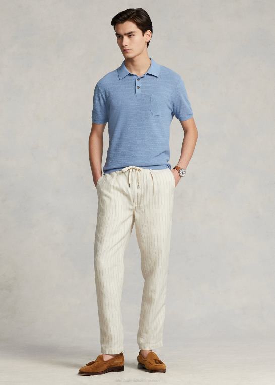 og over creme nålestribe Mænd Ralph Lauren skræddersyet slim fit polo prepster bukser Z426B695