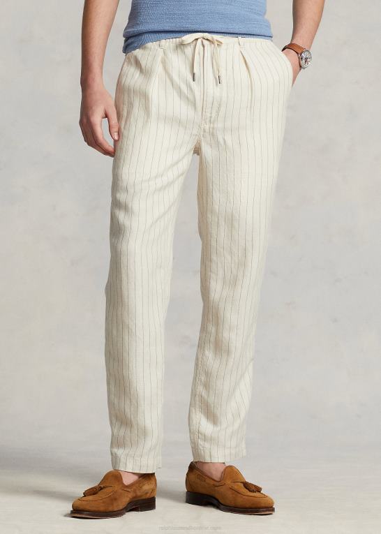 og over creme nålestribe Mænd Ralph Lauren skræddersyet slim fit polo prepster bukser Z426B695