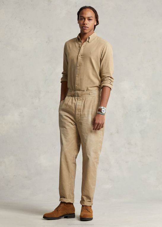 surrey tan Mænd Ralph Lauren plisserede lærredsbukser med afslappet pasform Z426B1048