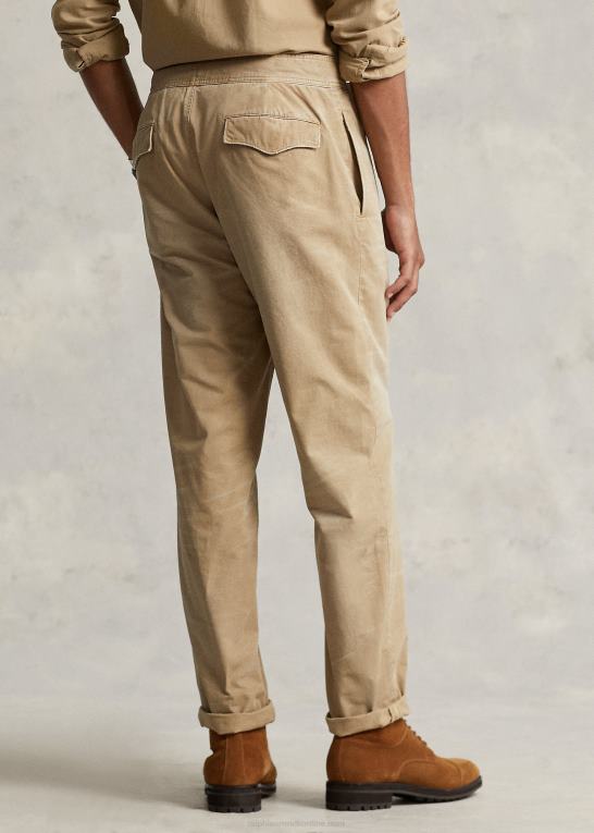 surrey tan Mænd Ralph Lauren plisserede lærredsbukser med afslappet pasform Z426B1048