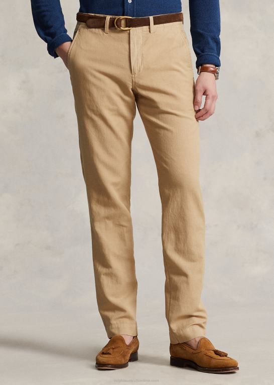 vintage kaki Mænd Ralph Lauren bukser i lige pasform i hør-bomuld Z426B483