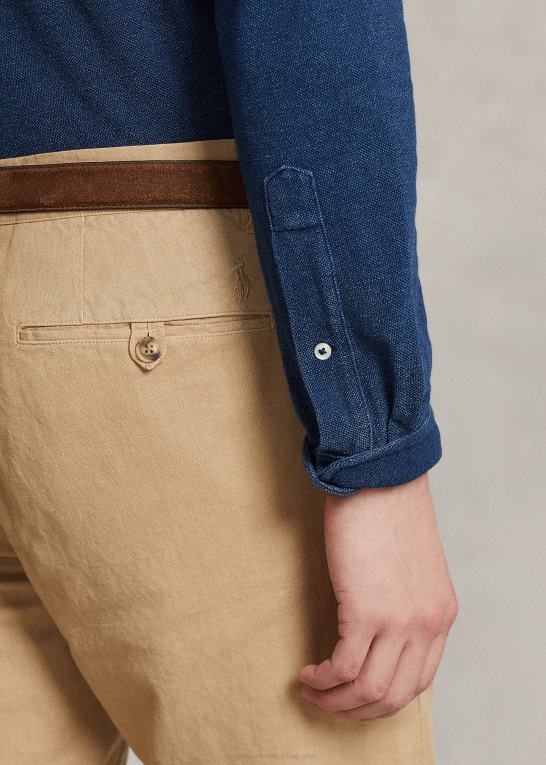 vintage kaki Mænd Ralph Lauren bukser i lige pasform i hør-bomuld Z426B483