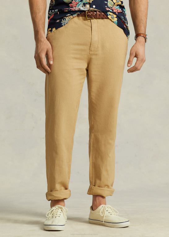 vintage kaki Mænd Ralph Lauren klassisk pasform hør-bomuldsbukser Z426B1413