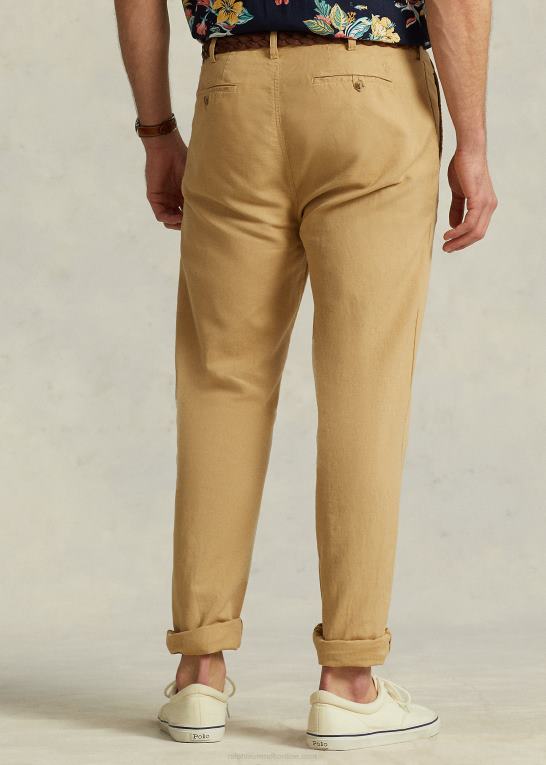 vintage kaki Mænd Ralph Lauren klassisk pasform hør-bomuldsbukser Z426B1413