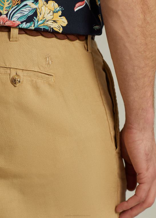 vintage kaki Mænd Ralph Lauren klassisk pasform hør-bomuldsbukser Z426B1413