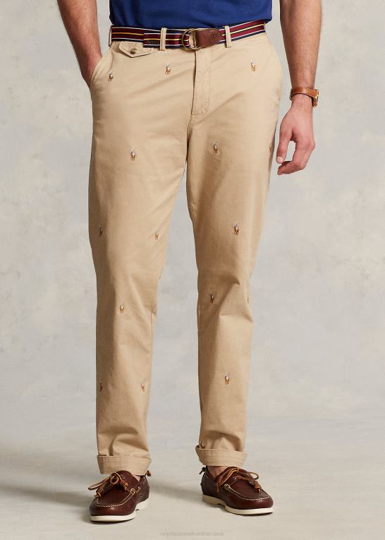 vintage kaki Mænd Ralph Lauren stræk klassisk pasform polo pony chino bukser Z426B1386