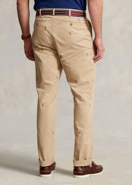 vintage kaki Mænd Ralph Lauren stræk klassisk pasform polo pony chino bukser Z426B1386
