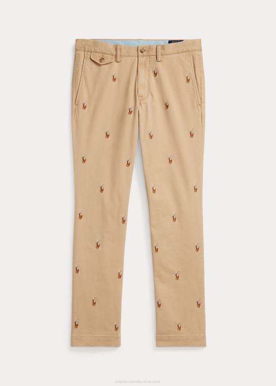 vintage kaki aopp Mænd Ralph Lauren stretch slim fit polo pony chino bukser Z426B910
