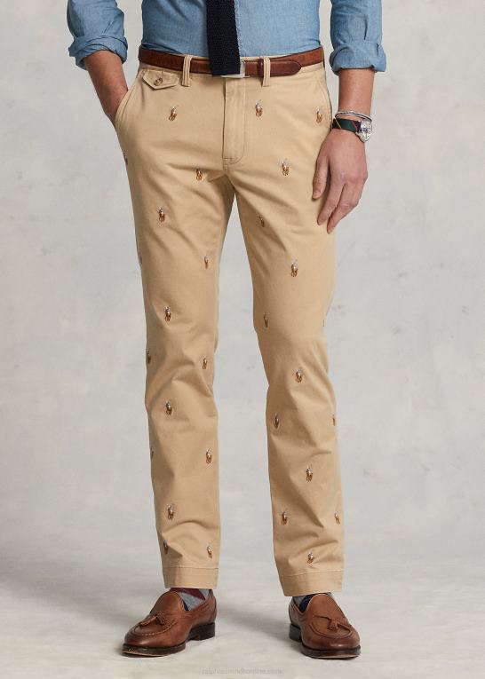 vintage kaki aopp Mænd Ralph Lauren stretch slim fit polo pony chino bukser Z426B910