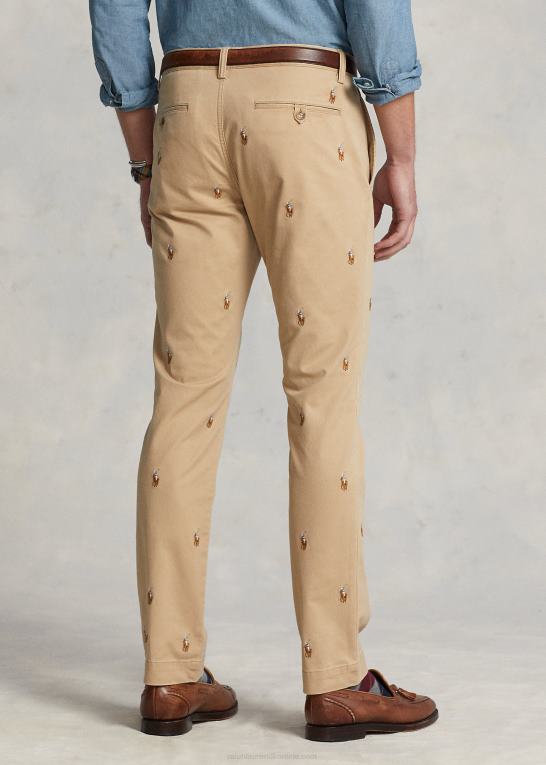 vintage kaki aopp Mænd Ralph Lauren stretch slim fit polo pony chino bukser Z426B910