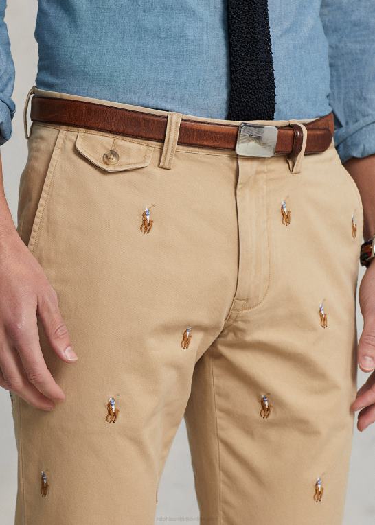 vintage kaki aopp Mænd Ralph Lauren stretch slim fit polo pony chino bukser Z426B910