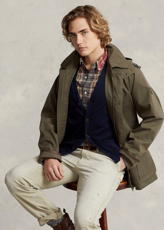 baldakin oliven Mænd Ralph Lauren bilfrakke med twill hætte Z426B8667