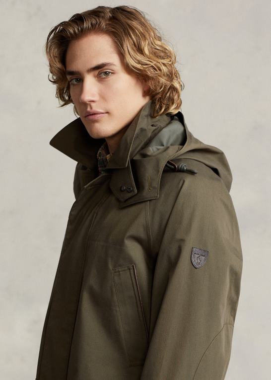 baldakin oliven Mænd Ralph Lauren bilfrakke med twill hætte Z426B8667