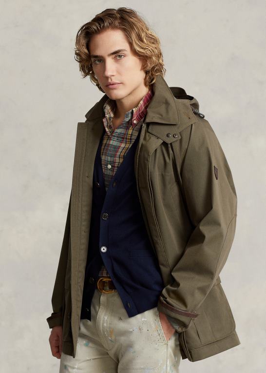 baldakin oliven Mænd Ralph Lauren bilfrakke med twill hætte Z426B8667