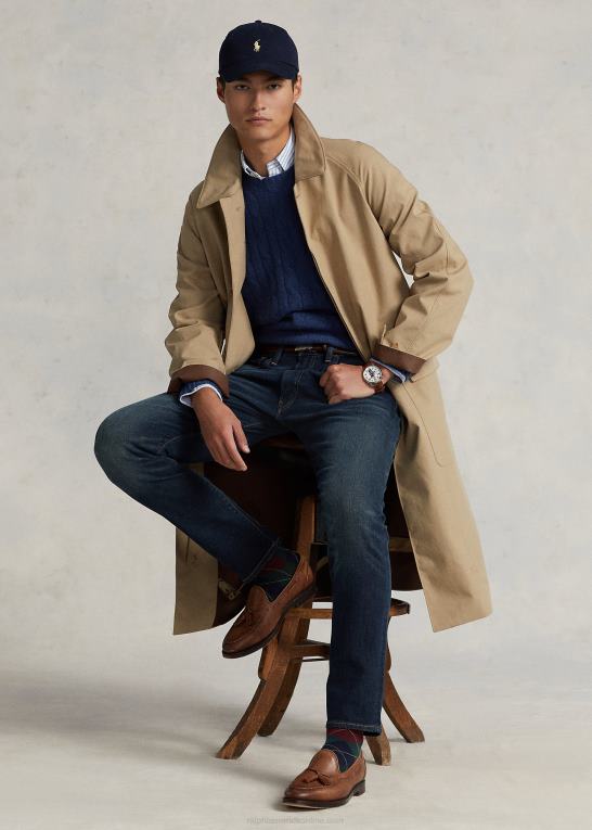 beige/teaktræ Mænd Ralph Lauren vandrefrakke i vævet bomuld Z426B1212