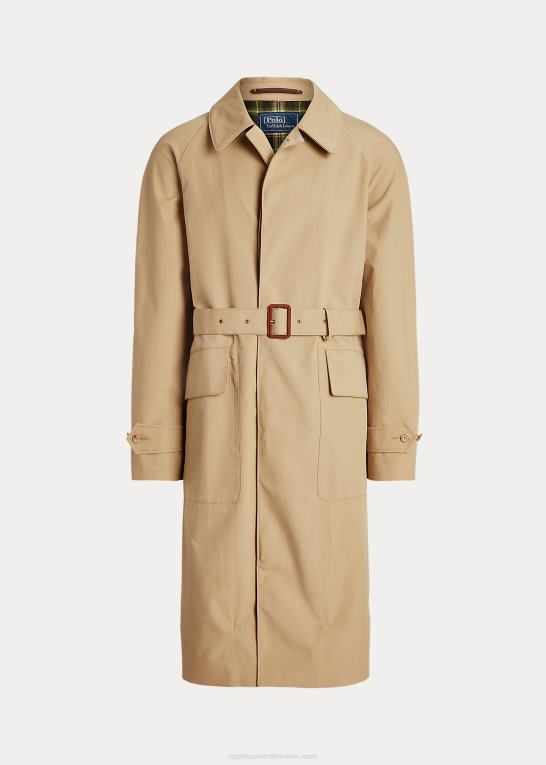 beige/teaktræ Mænd Ralph Lauren vandrefrakke i vævet bomuld Z426B1212