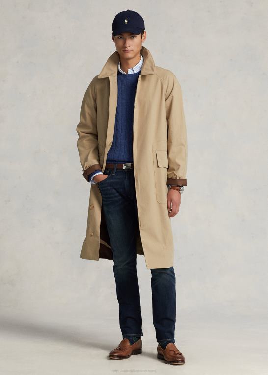 beige/teaktræ Mænd Ralph Lauren vandrefrakke i vævet bomuld Z426B1212