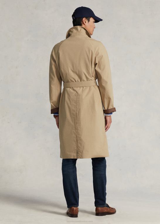beige/teaktræ Mænd Ralph Lauren vandrefrakke i vævet bomuld Z426B1212