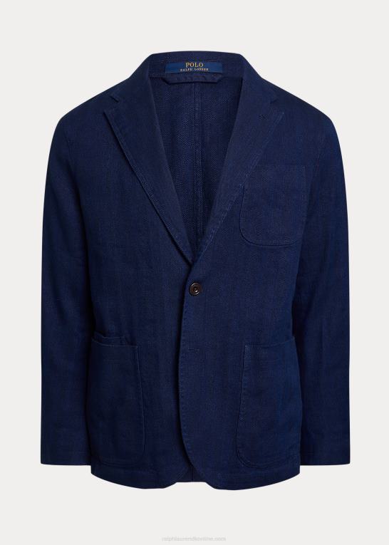 flåde Mænd Ralph Lauren sildebenssportsfrakke i hørblanding Z426B1192