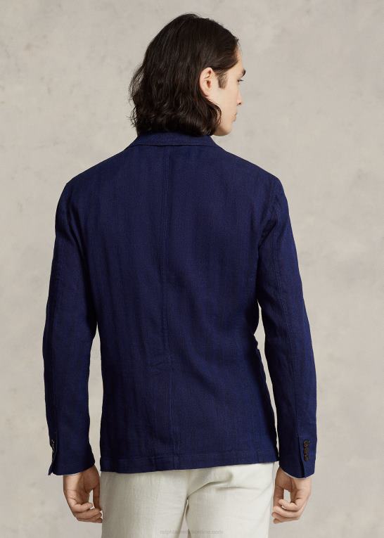 flåde Mænd Ralph Lauren sildebenssportsfrakke i hørblanding Z426B1192