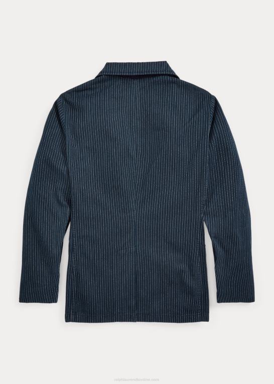 indigo nålestribe Mænd Ralph Lauren ukonstrueret sildebens sportsfrakke Z426B1726