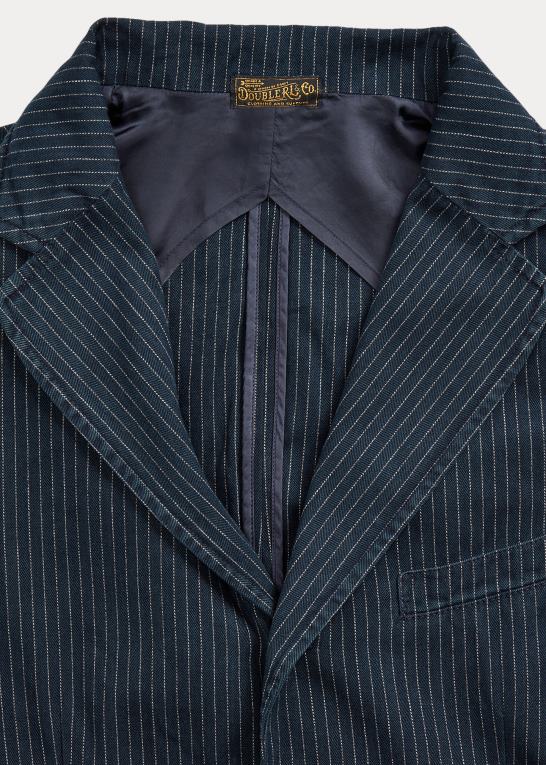 indigo nålestribe Mænd Ralph Lauren ukonstrueret sildebens sportsfrakke Z426B1726