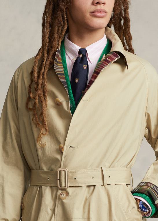 oliven multi Mænd Ralph Lauren vendbar poplin-madras balmacaan frakke Z426B1274