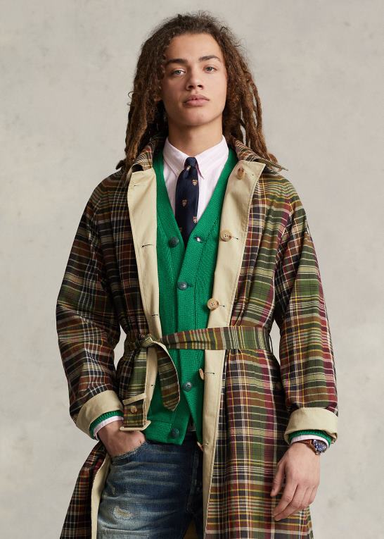 oliven multi Mænd Ralph Lauren vendbar poplin-madras balmacaan frakke Z426B1274