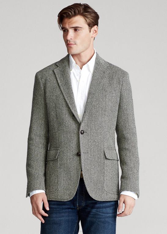 sort/creme Mænd Ralph Lauren polo blød sportsfrakke med sildeben Z426B1295