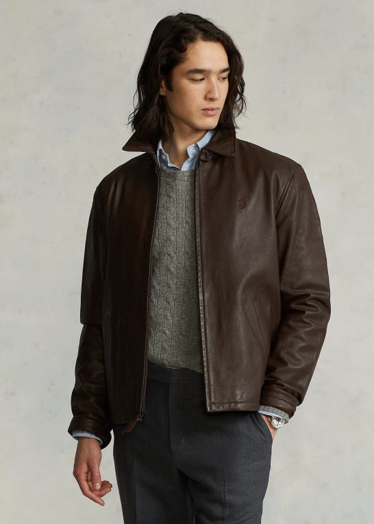 bison brun Mænd Ralph Lauren lammeskinds læderjakke Z426B1031