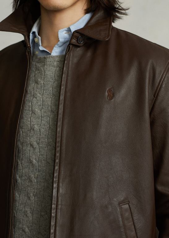 bison brun Mænd Ralph Lauren lammeskinds læderjakke Z426B1031