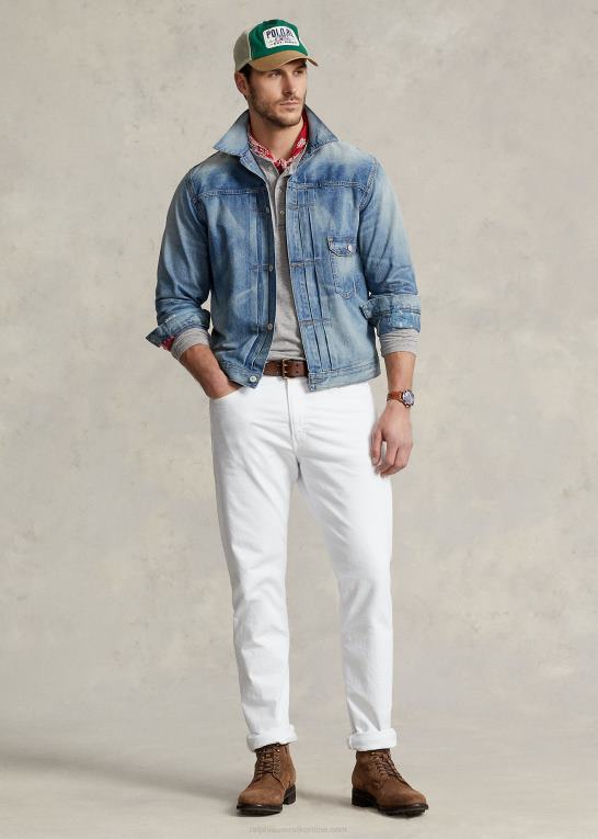 blå Mænd Ralph Lauren distressed denim trucker jakke Z426B1655