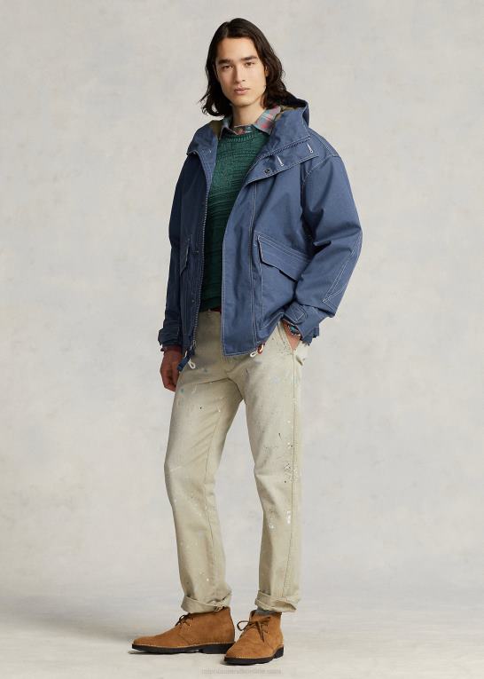 blå korsar Mænd Ralph Lauren twill hættejakke Z426B1269
