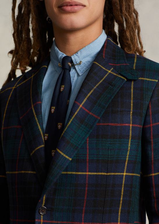blackwatch rød/gul Mænd Ralph Lauren rl67 plaid hørjakken Z426B1177