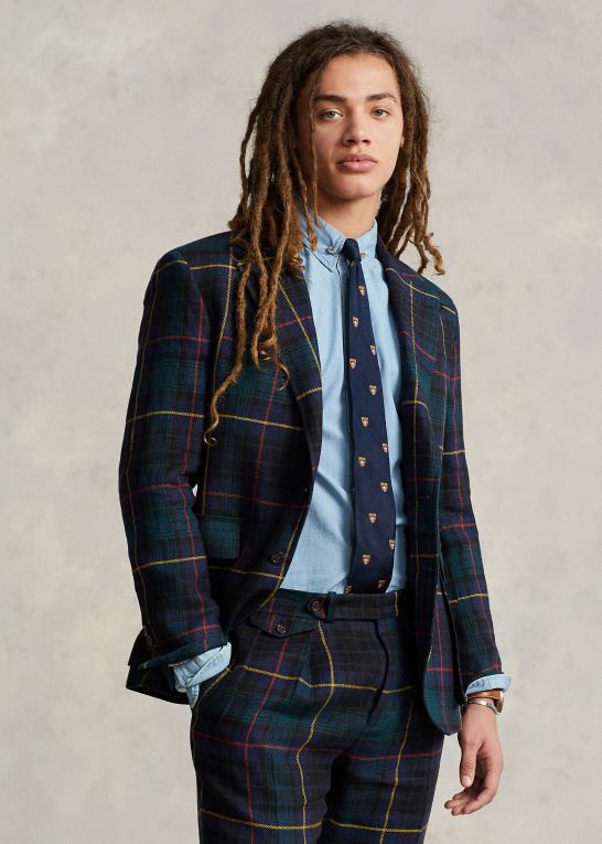 blackwatch rød/gul Mænd Ralph Lauren rl67 plaid hørjakken Z426B1177