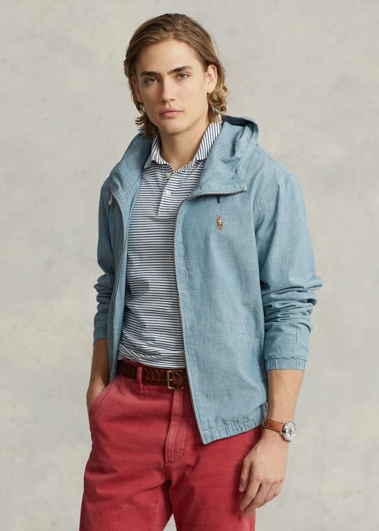 chambray Mænd Ralph Lauren indigo chambray hættejakke Z426B806
