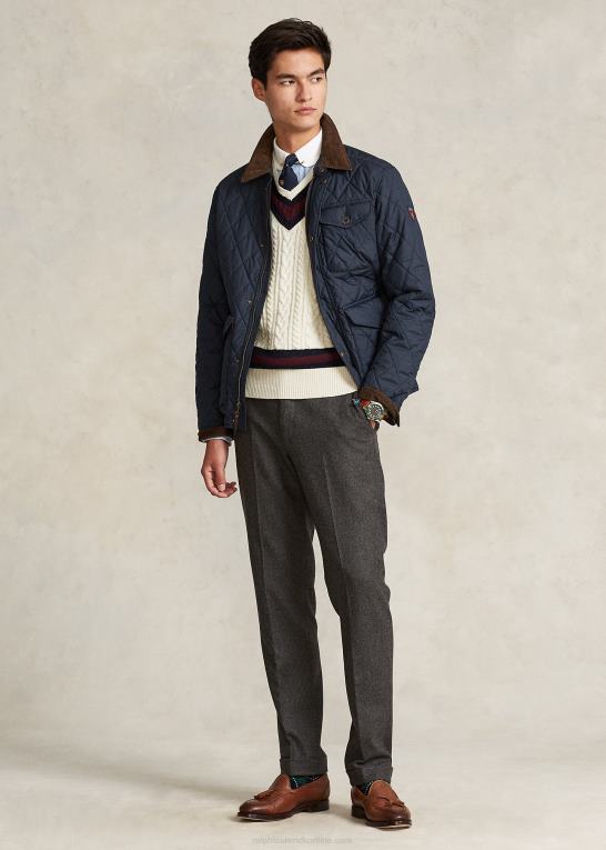 college flåde Mænd Ralph Lauren vandafvisende quiltet jakke Z426B8653