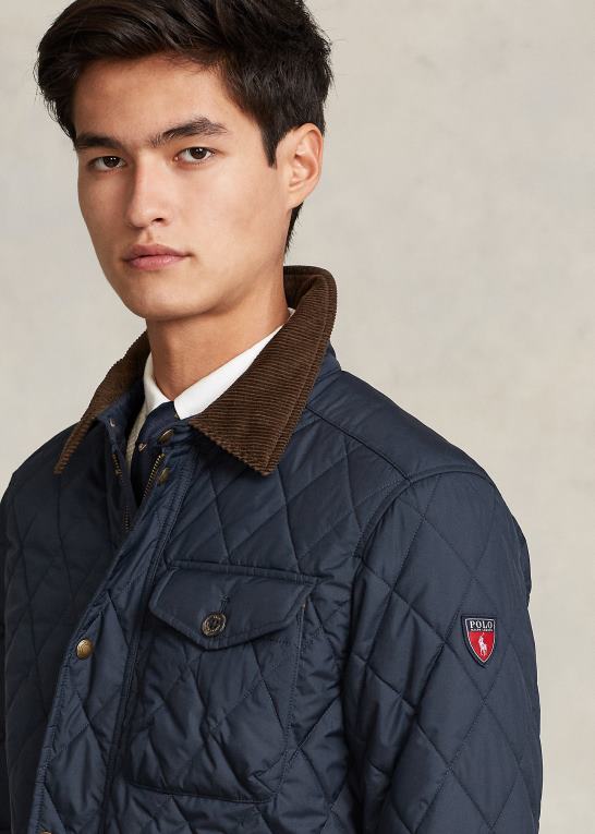 college flåde Mænd Ralph Lauren vandafvisende quiltet jakke Z426B8653