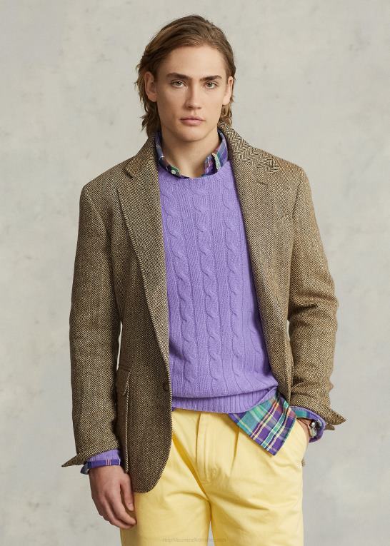 creme/brun Mænd Ralph Lauren rl67 sildebensjakken i hørblanding Z426B1240