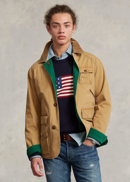 dayback tan/ny skov Mænd Ralph Lauren vendbar canvas jakke Z426B8519