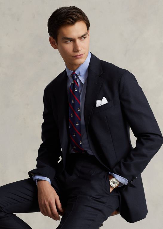 flåde Mænd Ralph Lauren polo blød uld oxford jakkesæt Z426B540