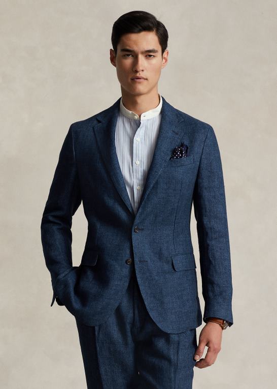 flåde Mænd Ralph Lauren polo jakke med sildeben i blød hør Z426B496