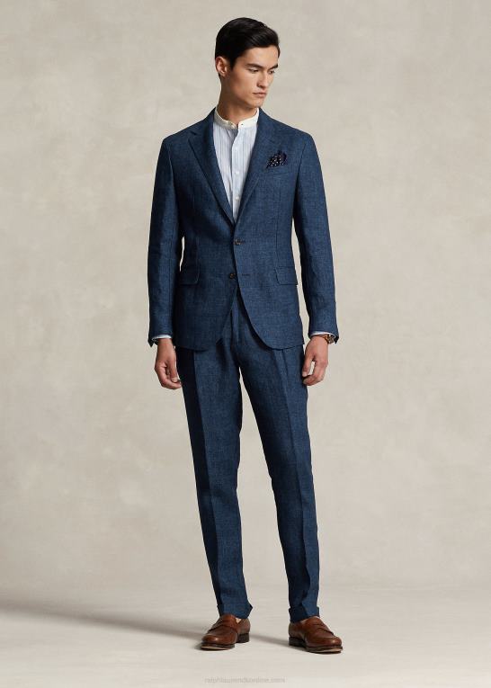 flåde Mænd Ralph Lauren polo jakke med sildeben i blød hør Z426B496