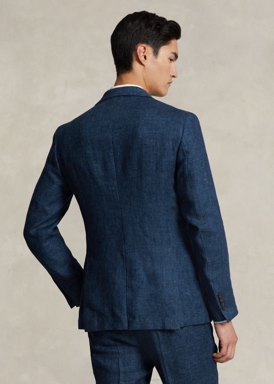 flåde Mænd Ralph Lauren polo jakke med sildeben i blød hør Z426B496