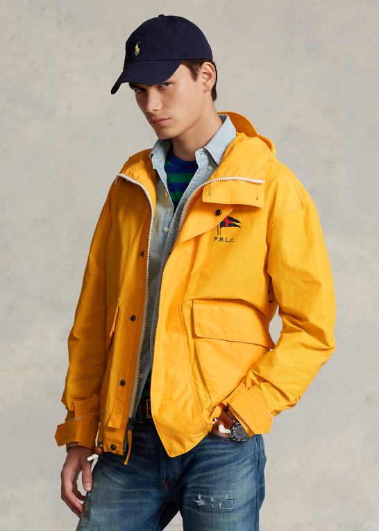 glattere gul Mænd Ralph Lauren coated hættejakke Z426B1280
