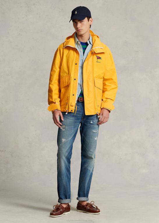 glattere gul Mænd Ralph Lauren coated hættejakke Z426B1280