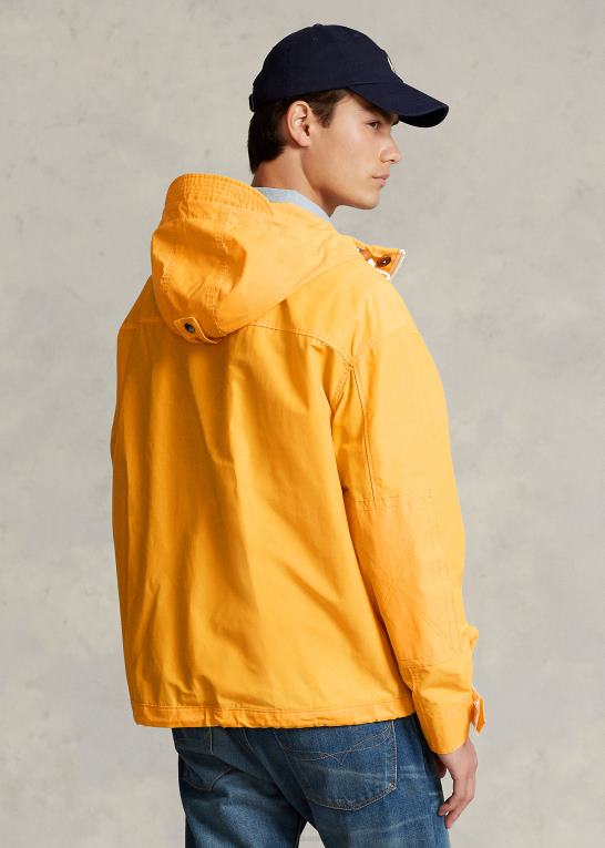 glattere gul Mænd Ralph Lauren coated hættejakke Z426B1280