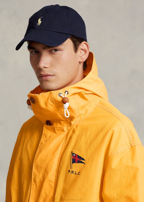 glattere gul Mænd Ralph Lauren coated hættejakke Z426B1280